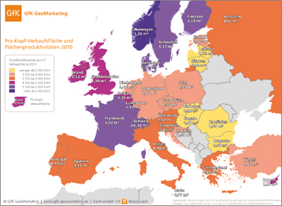 Flächenproduktivität Europa 2010 - GfK GeoMarketing